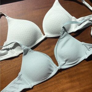 Primark White and Blue Bra Set